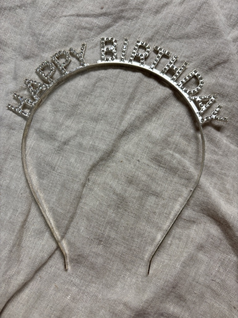 Silver 'Happy Birthday' Crystal Headband .